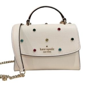 New Kate Spade Darcy Micro Satchel Gemstones Jeweled Studded Festive Cream Multi